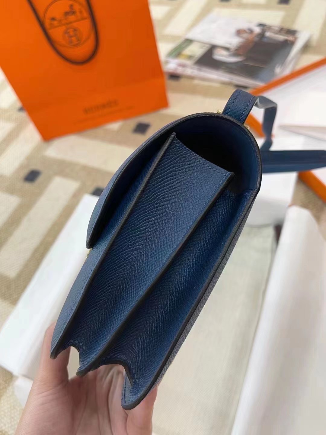 에르메스 콘스탄스18 딥블루 금장 앱송